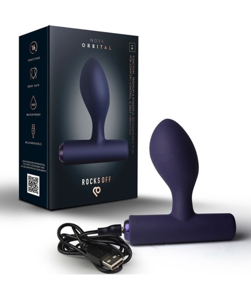 ROCKS-OFF - NOVA ORBITAL PREMIUM PLUG ANAL RECARGABLE 16 FUNCIONES AZUL