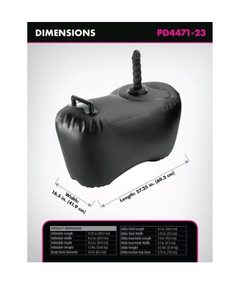 FETISH FANTASY SERIES - SILLÓN HINCHABLE BODY DOCK CON DILDO 69,2 CM NEGRO