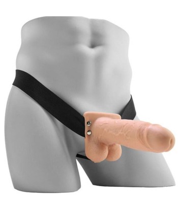 FETISH FANTASY SERIES - STRAP ON HUECO REALISTA VIBRADOR CON TESTÍCULOS 17,8 CM