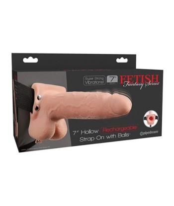 FETISH FANTASY SERIES - STRAP ON HUECO REALISTA VIBRADOR CON TESTÍCULOS 17,8 CM