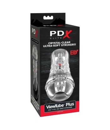 PDX ELITE - MASTURBADOR TRANSPARENTE VIEWTUBE PLUS SEE-THRU EZ-GRIP 21 CM