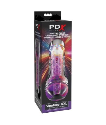 PDX ELITE - MASTURBADOR TRANSPARENTE VIEWTUBE XXL LED STROKER 27.3 CM