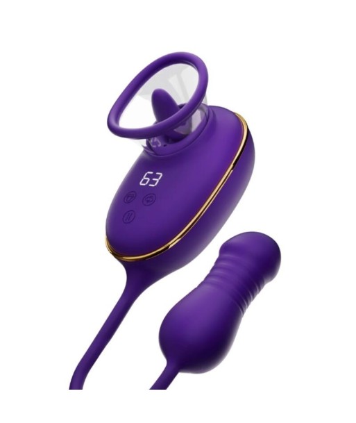 SHE.E.O - SUCCIONADOR DE CLÍTORIS CON EFECTO LICKING Y ESTIMULADOR ANAL MORADO