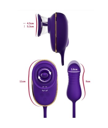 SHE.E.O - SUCCIONADOR DE CLÍTORIS CON EFECTO LICKING Y ESTIMULADOR ANAL MORADO
