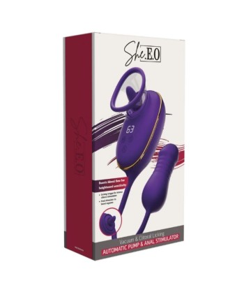 SHE.E.O - SUCCIONADOR DE CLÍTORIS CON EFECTO LICKING Y ESTIMULADOR ANAL MORADO