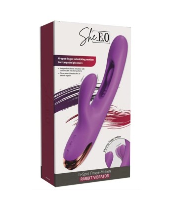 SHE.E.O - VIBRADOR RABBIT PUNTO G CON MOVIMIENTO DIGITAL MORADO