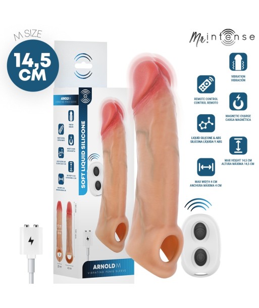 MR INTENSE - ARNOLD M VIBRADOR FUNDA PENE SILICONA CONTROL REMOTO 14.5 CM -Ø- 4 CM