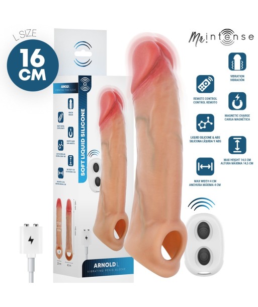 MR INTENSE - ARNOLD L VIBRADOR FUNDA PENE SILICONA CONTROL REMOTO 16 CM -Ø- 4.5 CM