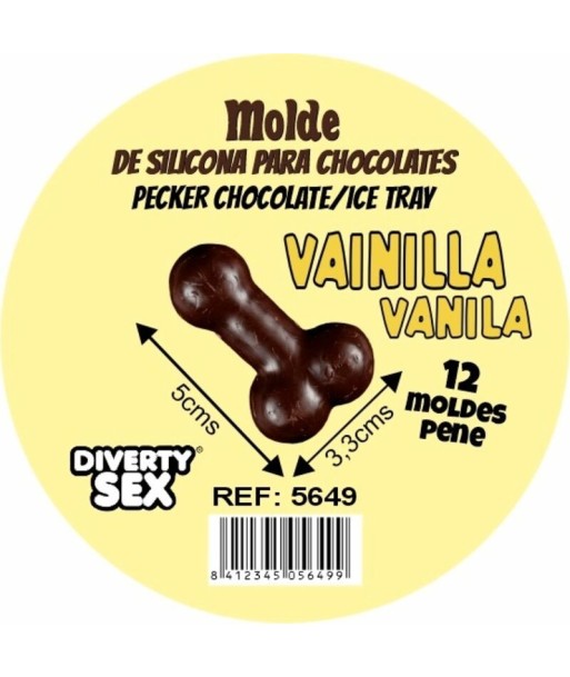 DIABLO PICANTE - MOLDE CHOCOLATE 12 PENES SILICONA PARA COLGAR VAINILLA