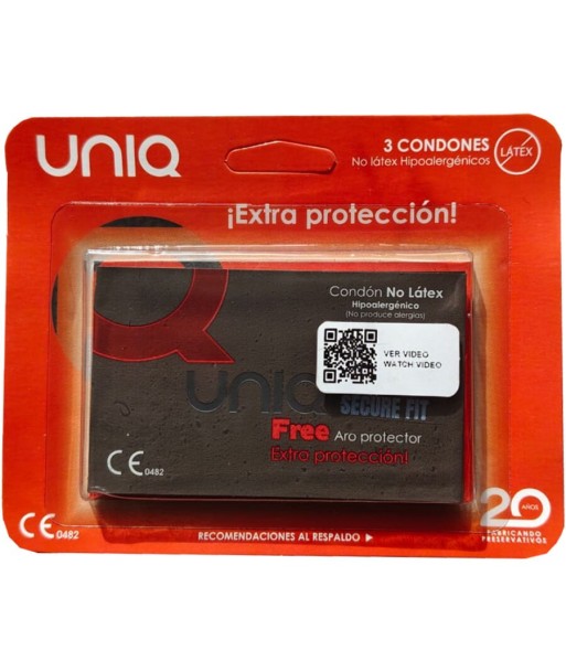 UNIQ - SECURE FIT PRESERVATIVOS SIN LÁTEX 3 UNIDADES