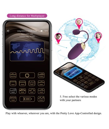 PRETTY LOVE - KLAY VIBRADOR HUEVO CON EMPUJE APP CONTROL MORADO