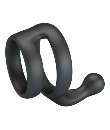 CRAZY BULL - YANCY ANILLO DOBLE PARA PENE Y TESTÍCULOS SILICONA NEGRO
