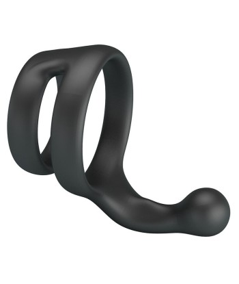 CRAZY BULL - YANCY ANILLO DOBLE PARA PENE Y TESTÍCULOS SILICONA NEGRO