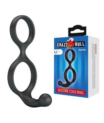 CRAZY BULL - FLORIAN ANILLO DOBLE PARA PENE Y TESTÍCULOS SILICONA NEGRO