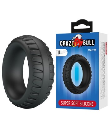 CRAZY BULL - MERRITT ANILLO PARA PENE TEXTURIZADO SILICONA NEGRO