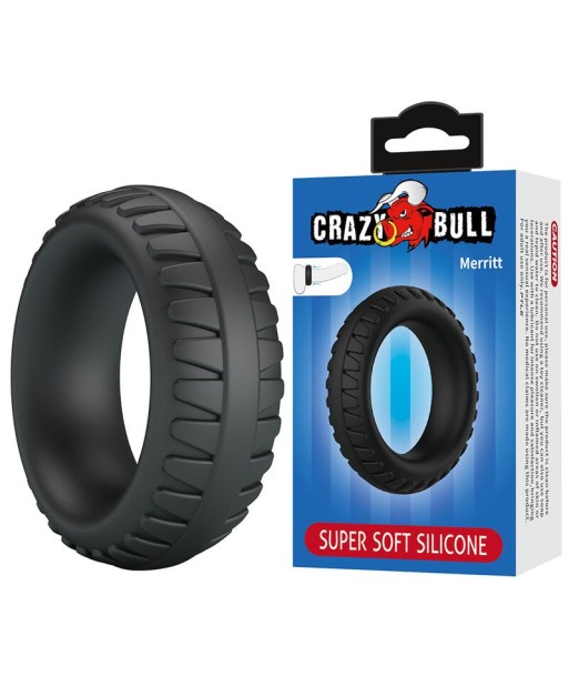 CRAZY BULL - MERRITT ANILLO PARA PENE TEXTURIZADO SILICONA NEGRO