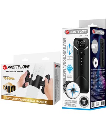 PRETTY LOVE - AETOLA MASTURBADOR AUTOMÁTICO MULTIFUNCIÓN CON SOPORTE NEGRO