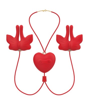 ARMONY - PINZAS PARA PEZONES MAGNÉTICA CON VIBRACIÓN FORMA MARIPOSA ROJO
