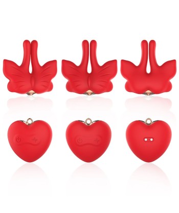 ARMONY - PINZAS PARA PEZONES MAGNÉTICA CON VIBRACIÓN FORMA MARIPOSA ROJO