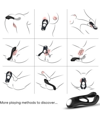ARMONY - VEYRON ANILLO VIBRADOR DOBLE PINZA CONTROL REMOTO NEGRO