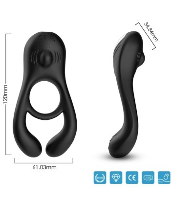 ARMONY - VEYRON ANILLO VIBRADOR DOBLE PINZA CONTROL REMOTO NEGRO