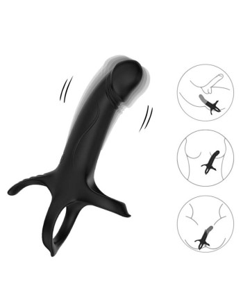 ARMONY - DILDO CON ANILLO and VIBRADOR CONTROL REMOTO NEGRO