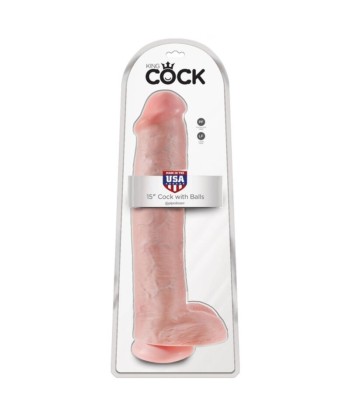 KING COCK - DILDO REALISTA CON TESTÍCULOS Y VENTOSA 38 CM COLOR NATURAL