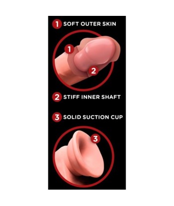 KING COCK PLUS - DILDO REALISTA TRIPLE DENSIDAD CON TESTÍCULOS OSCILANTES 23 CM COLOR NATURAL