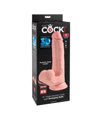 KING COCK PLUS - DILDO REALISTA TRIPLE DENSIDAD CON TESTÍCULOS OSCILANTES 23 CM COLOR NATURAL