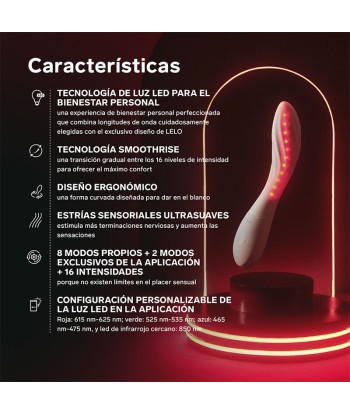 LELO - MONA SPECTRA MASAJEADOR ÍNTIMO CON LUZ ROJA RECARGABLE APP CONTROL