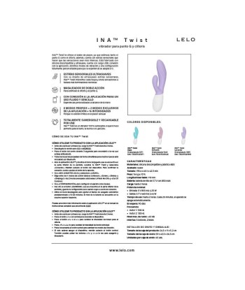 LELO - INA TWIST VIBRADOR RABBIT PUNTO G Y CLÍTORIS LAVANDA