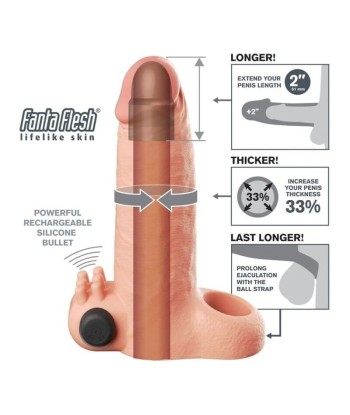 FANTASY X-TENSIONS - FUNDA EXTENSORA VIBRATORIA REAL FEEL 5 CM COLOR BEIGE