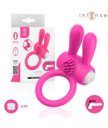 INTENSE - HOPPS ANILLO PARA PENE VIBRADOR CON ESTIMULACIÓN CLITORIANA ROSA