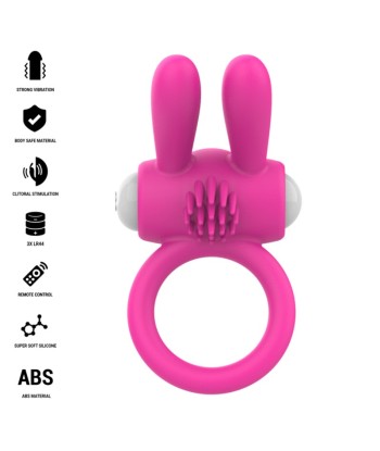 INTENSE - HOPPS ANILLO PARA PENE VIBRADOR CON ESTIMULACIÓN CLITORIANA ROSA