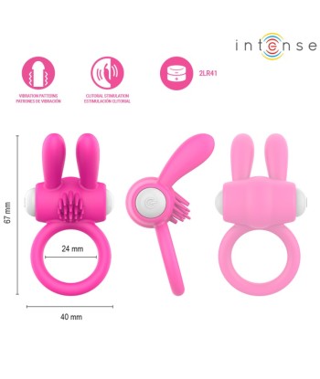 INTENSE - HOPPS ANILLO PARA PENE VIBRADOR CON ESTIMULACIÓN CLITORIANA ROSA