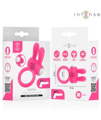INTENSE - HOPPS ANILLO PARA PENE VIBRADOR CON ESTIMULACIÓN CLITORIANA ROSA