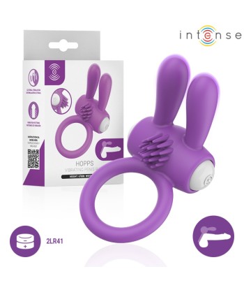 INTENSE - HOPPS ANILLO PARA PENE VIBRADOR CON ESTIMULACIÓN CLITORIANA MORADO