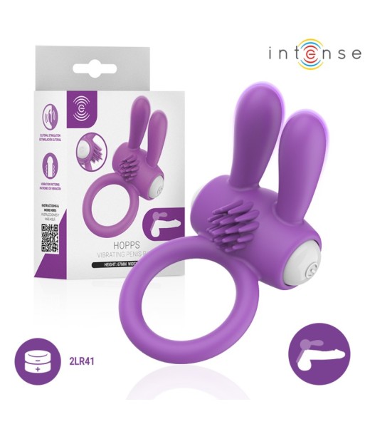 INTENSE - HOPPS ANILLO PARA PENE VIBRADOR CON ESTIMULACIÓN CLITORIANA MORADO