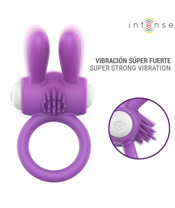 INTENSE - HOPPS ANILLO PARA PENE VIBRADOR CON ESTIMULACIÓN CLITORIANA MORADO