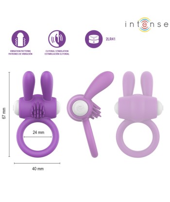 INTENSE - HOPPS ANILLO PARA PENE VIBRADOR CON ESTIMULACIÓN CLITORIANA MORADO