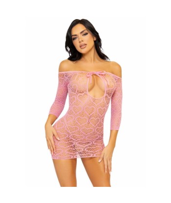 LEG AVENUE - MINI VESTIDO HEART NET TALLA ÚNICA - ROSA
