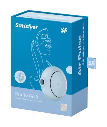 SATISFYER - PRO TO GO 3 ESTIMULADOR Y VIBRADOR DOBLE AZUL