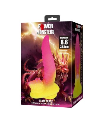 POWER MONSTERS - RIPPLIED MONSTER DILDO FANTASÍA CON VENTOSA 22,5 CM Ø 5,5 CM ROSA Y AMARILLO