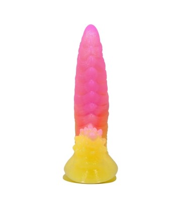 POWER MONSTERS - RIPPLIED MONSTER DILDO FANTASÍA CON VENTOSA 22,5 CM Ø 5,5 CM ROSA Y AMARILLO