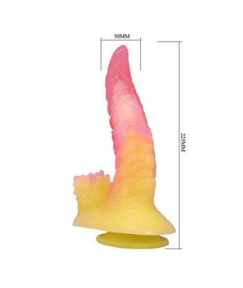 POWER MONSTERS - RIPPLIED MONSTER DILDO FANTASÍA CON VENTOSA 22,5 CM Ø 5,5 CM ROSA Y AMARILLO