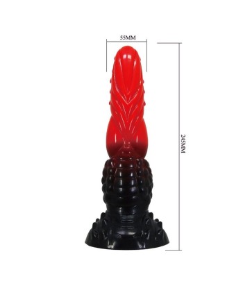 POWER MONSTERS - FIRE DRAGON DILDO FANTASÍA CON VENTOSA 24,5 CM Ø 5,8 CM ROJO Y NEGRO
