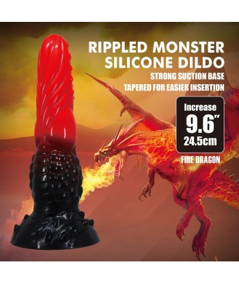 POWER MONSTERS - FIRE DRAGON DILDO FANTASÍA CON VENTOSA 24,5 CM Ø 5,8 CM ROJO Y NEGRO