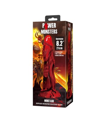 POWER MONSTERS - MINOTAUR DILDO FANTASÍA CON VENTOSA 21 CM Ø 5 CM ROJO Y NEGRO