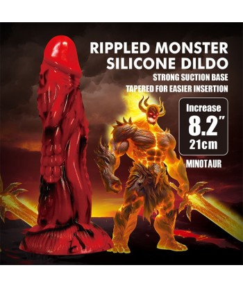 POWER MONSTERS - MINOTAUR DILDO FANTASÍA CON VENTOSA 21 CM Ø 5 CM ROJO Y NEGRO