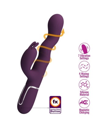 PRETTY LOVE - VIBRADOR RABBIT LOURSEN CON MOVIMIENTO OSCILANTE Y 7 VIBRACIONES RECARGABLE USB MORADO
